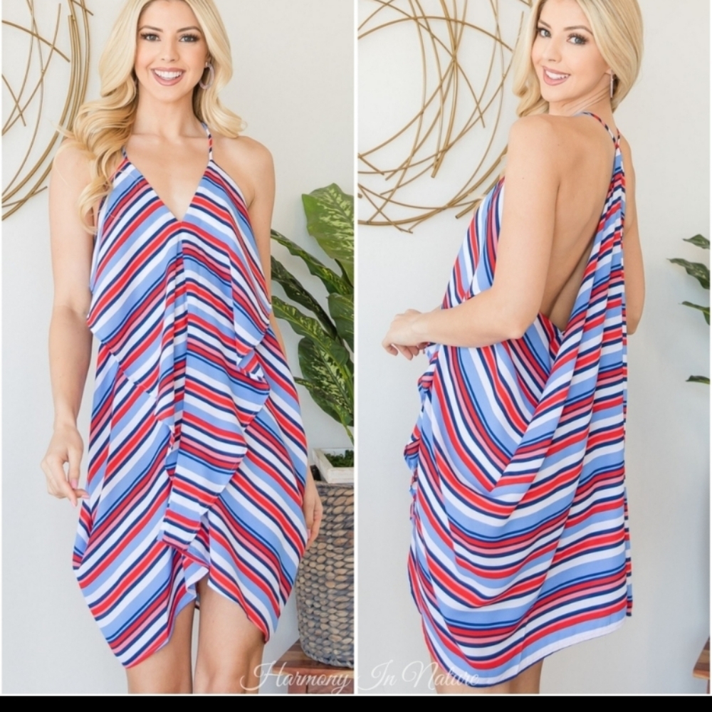 NEW Striped Waterfall Dress